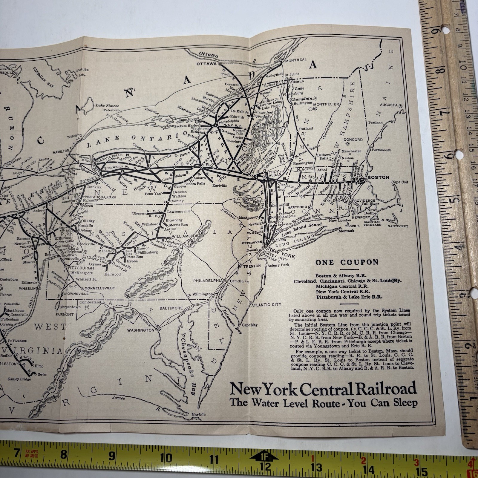 Vintage New York Central Railway Railroad Map Train Original RR Connections NY