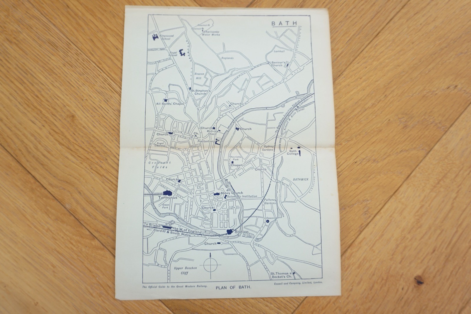1909 GWR Bath Original Railway Map