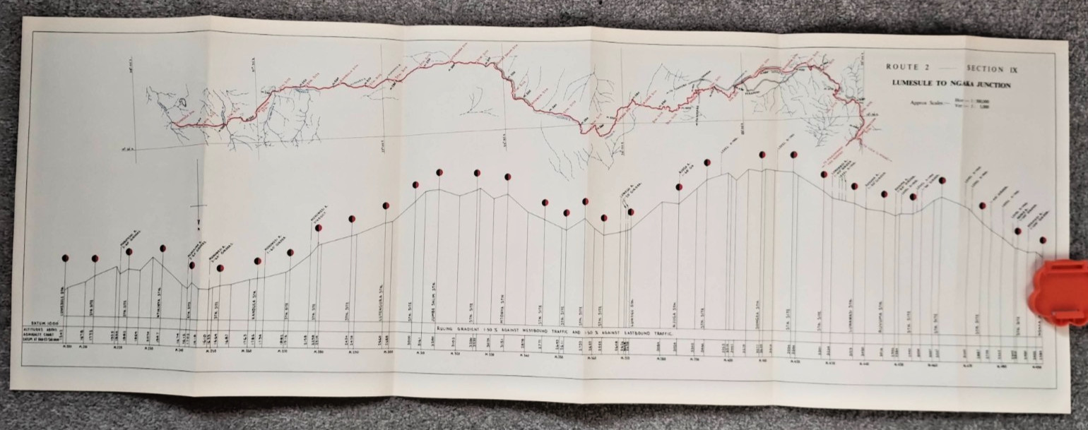 1952 East African Railways Map of Route: Lumesule to Ngaka Junction (Tanzania)