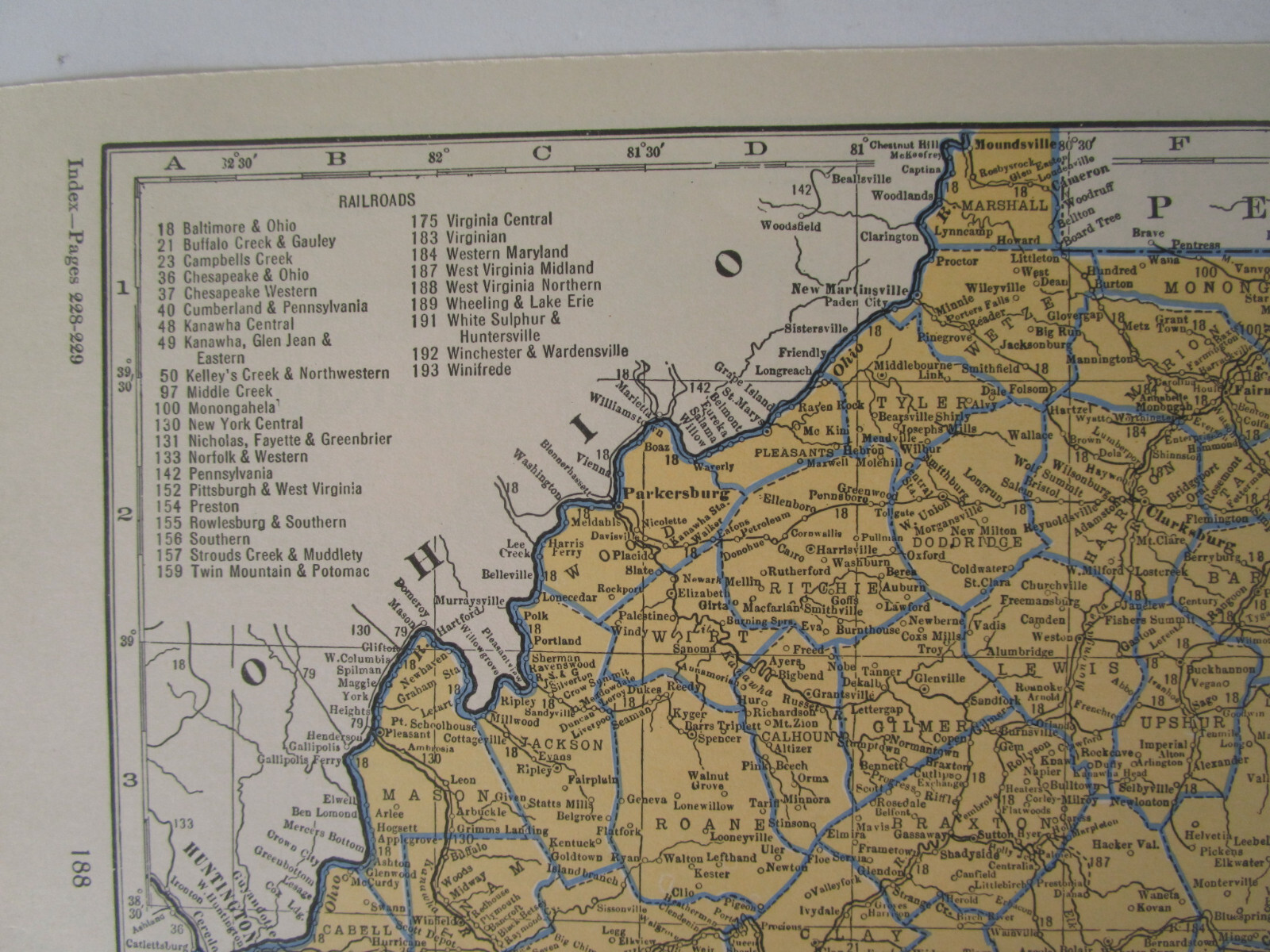 WA WV 1934 WASHINGTON State RAILROAD Map. Twin City RR or WEST VIRGINIA B&O PRR