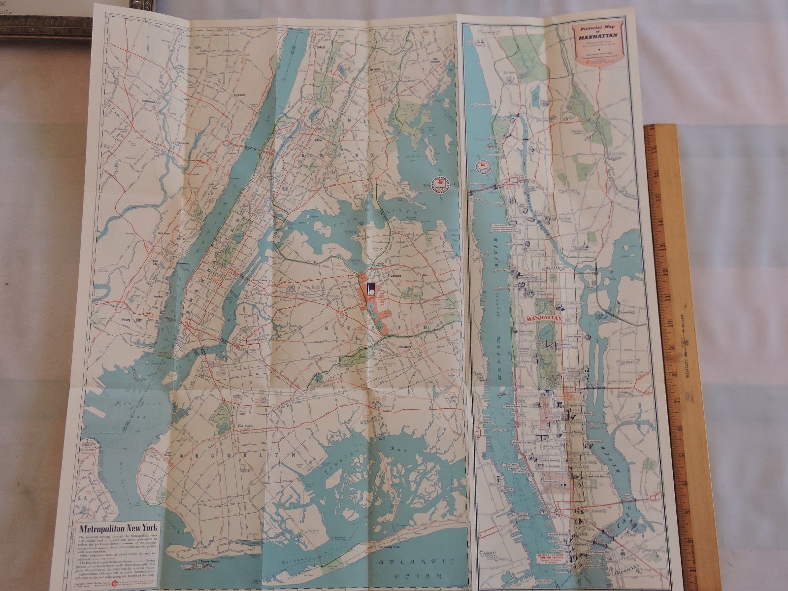 1939 New York City NYC World’s Fair Subway MOBIL GAS Map Rapid Transit Train