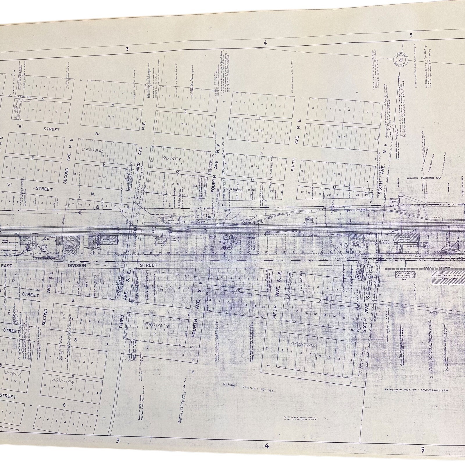 1954 Great Northern Railway Map Quincy Washington WA Blueprint Copy 84” x 24”