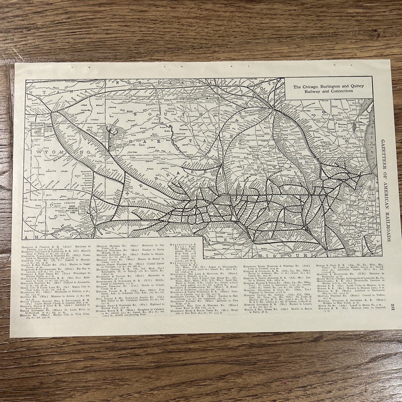 Antique 1917 Map Of The Chicago, Burlington & Quincy Railway System 15×11 Inches