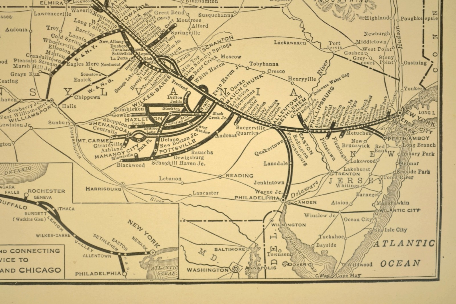 Vintage LEHIGH VALLEY Railroad Map Railway Bethlehem Allentown Pennsylvania