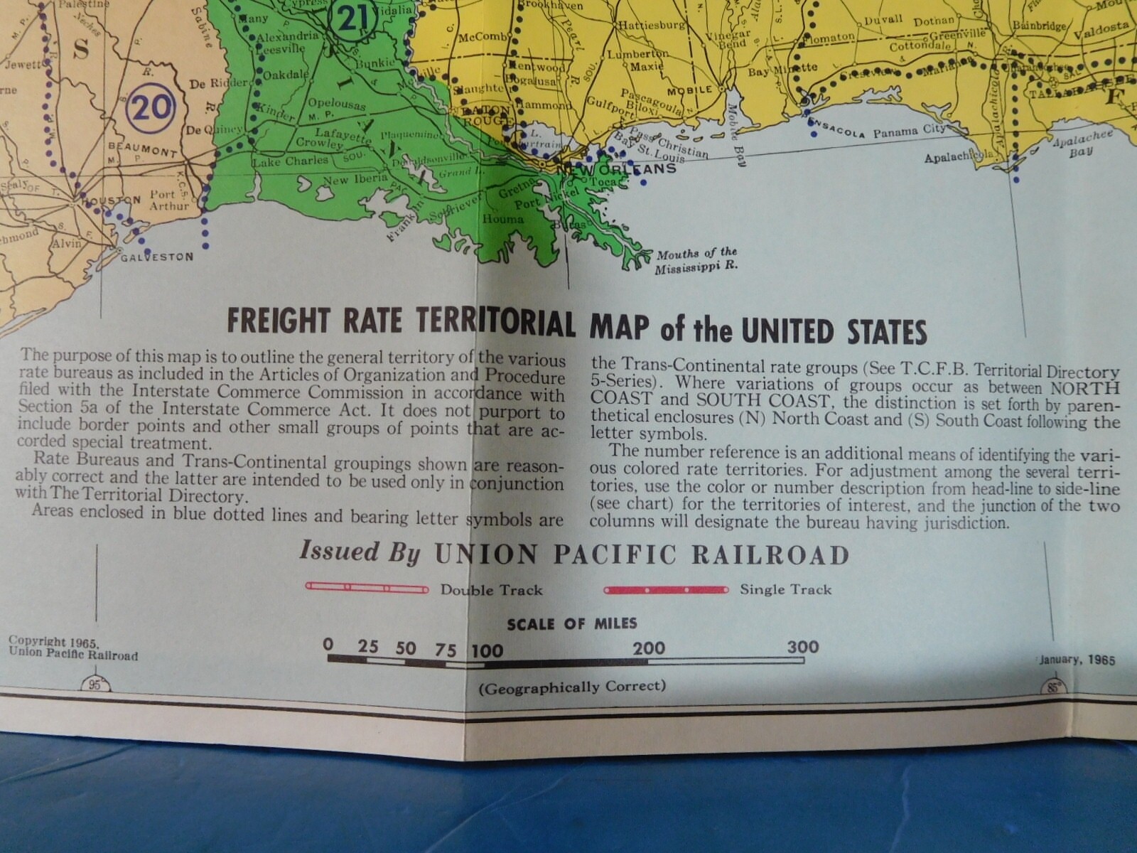 Map Union Pacific Railroad 1965 Freight Rate Territorial Map Of the United State