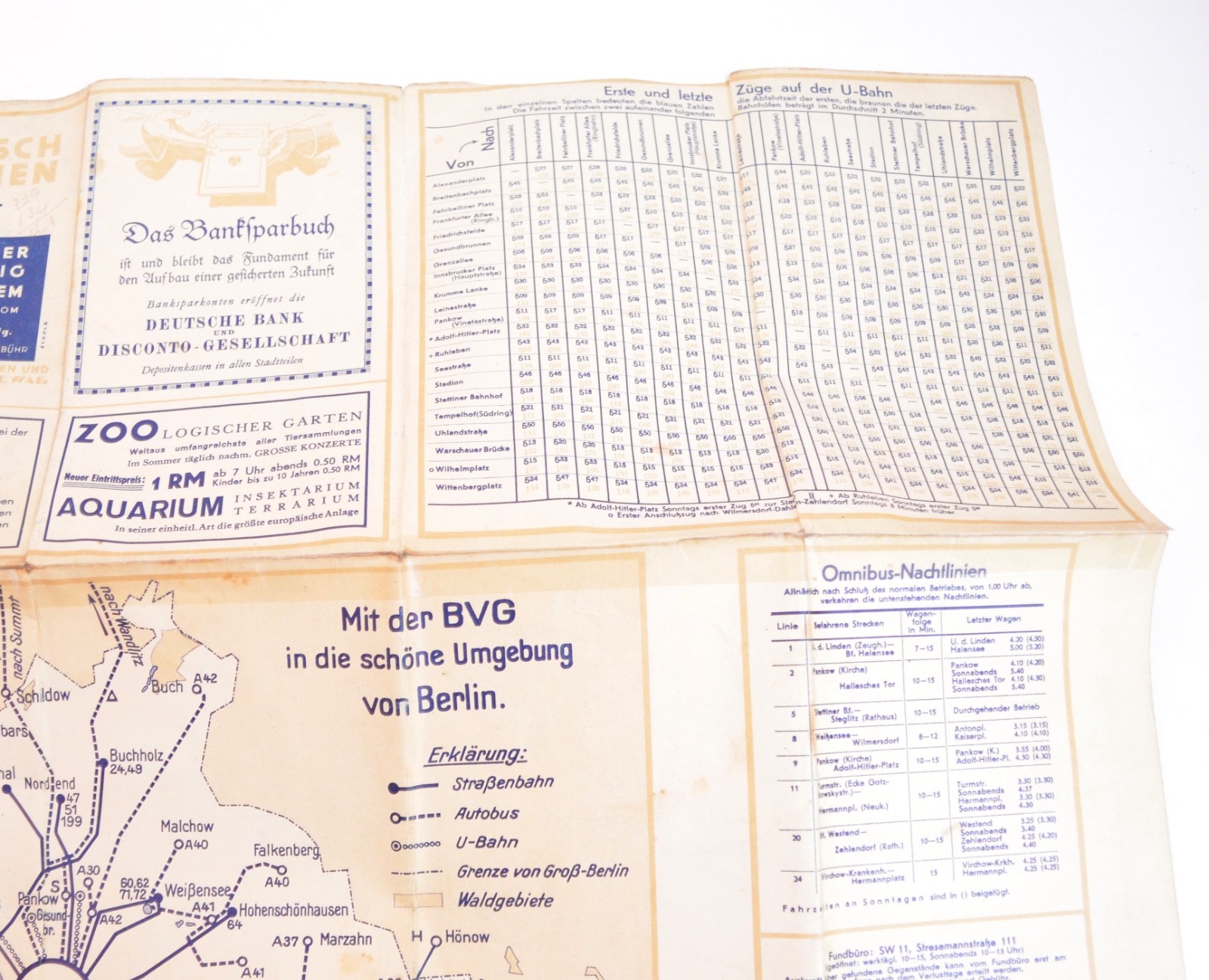 Railway Transport Map Germany Berlin Strassenbhan Omnibus UBahn 1934