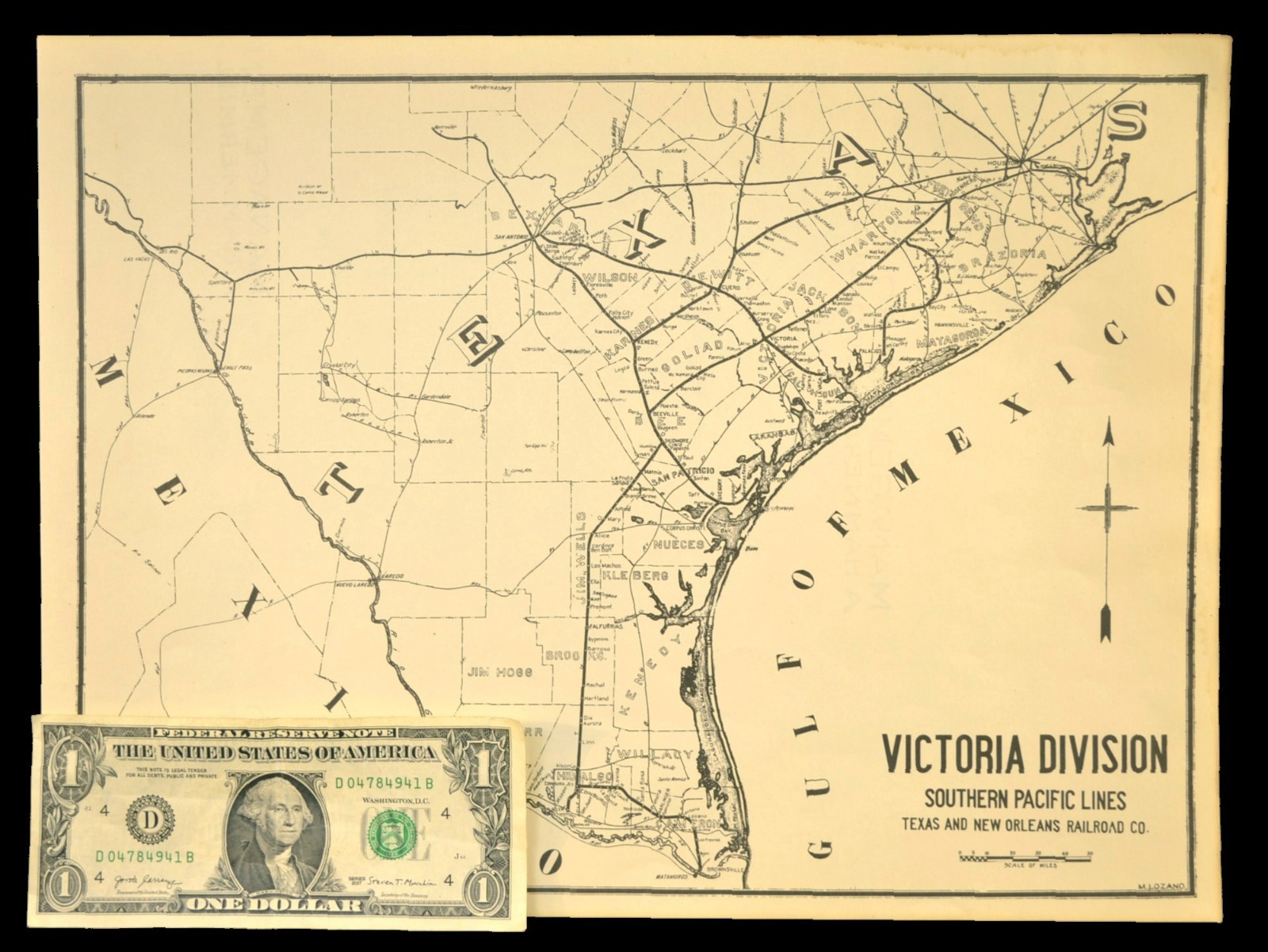 Southern Pacific Railroad Map Victoria Division Sunset Route T&NO Corpus Christi