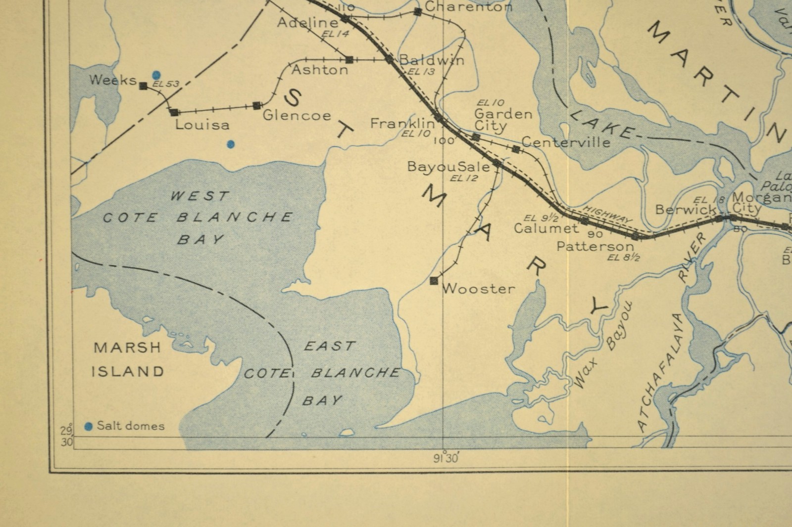 Southern Pacific Railroad Map New Iberia Louisiana Franklin Patterson Jeanerette
