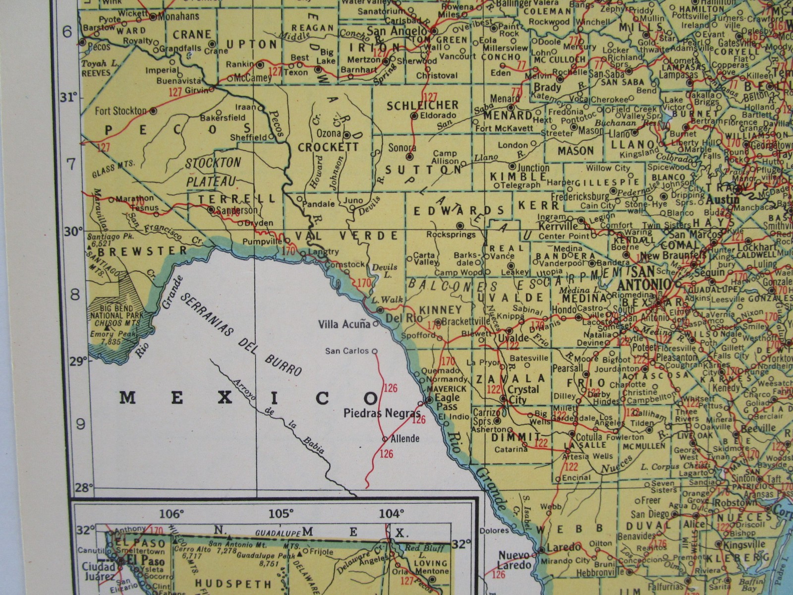 TX UT 1949 TEXAS RAILROAD Map NACOGDOCHES S’EASTRN RR or UTAH 1940s Post WWII