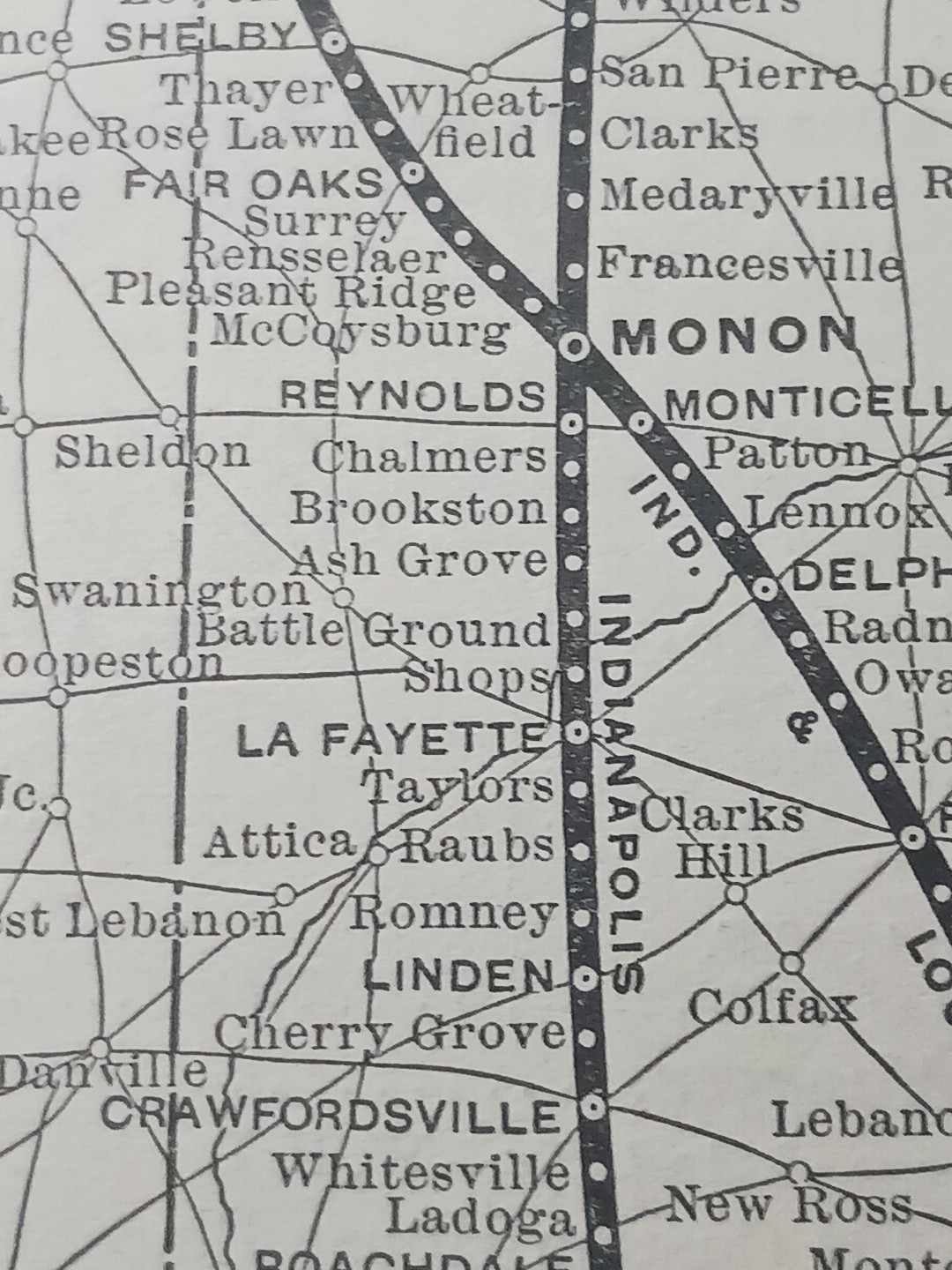 ~1904 Train Route Map CHICAGO INDIANAPOLIS & LOUISVILLE RAILWAY Indiana Railroad