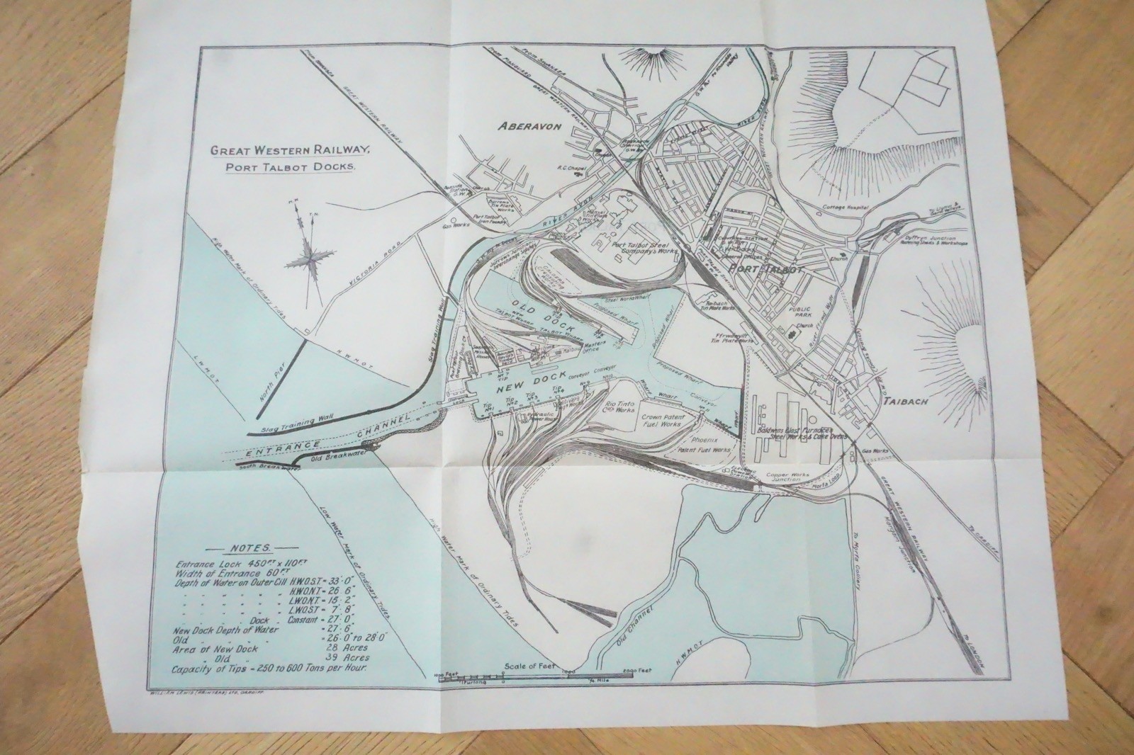 1928 GWR Port Talbot Docks Railway Map