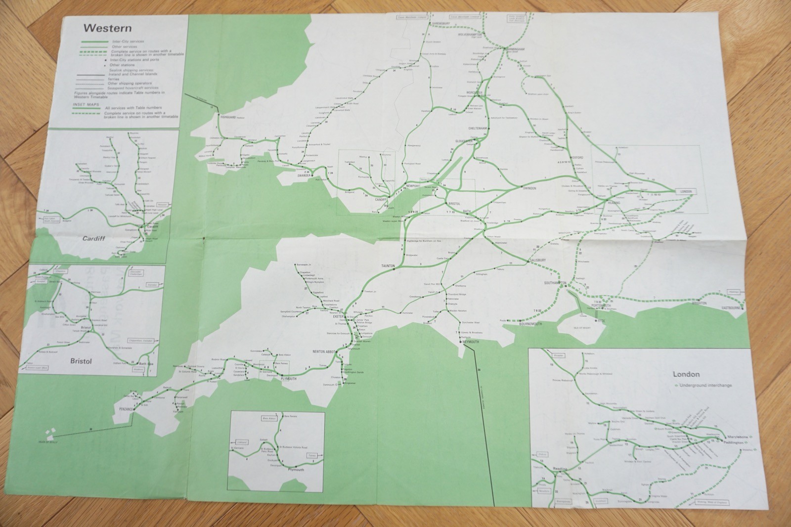 Jan 1971 British Rail Passenger Network Railway Map Western Region