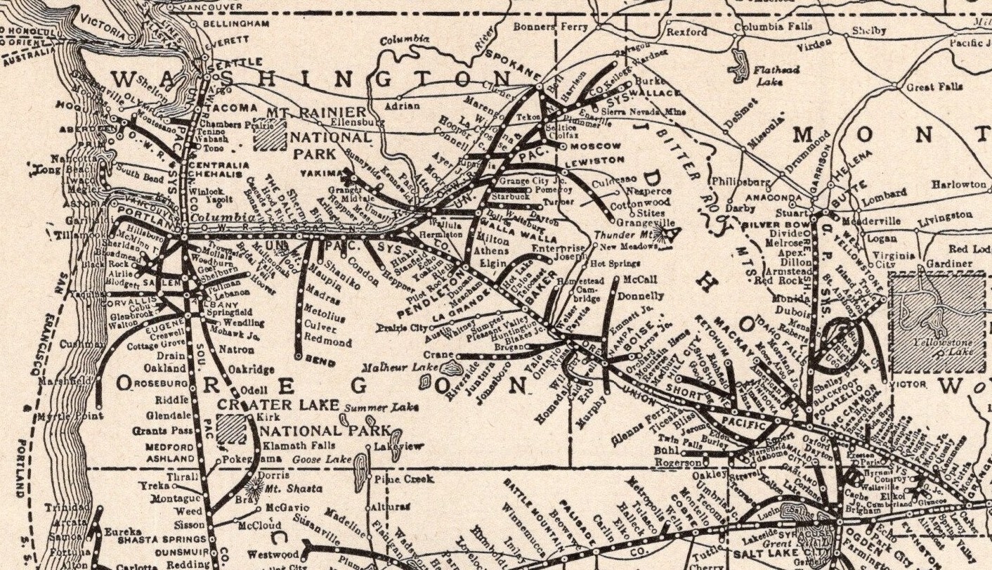 1928 Antique UNION PACIFIC RAILROAD Map Vintage Union Pacific Railway Map 2402