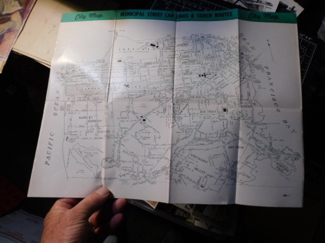 1950 MINI MUNICIPAL RAILWAY MAP OF LINES & ROUTES IN SAN FRANCISCO