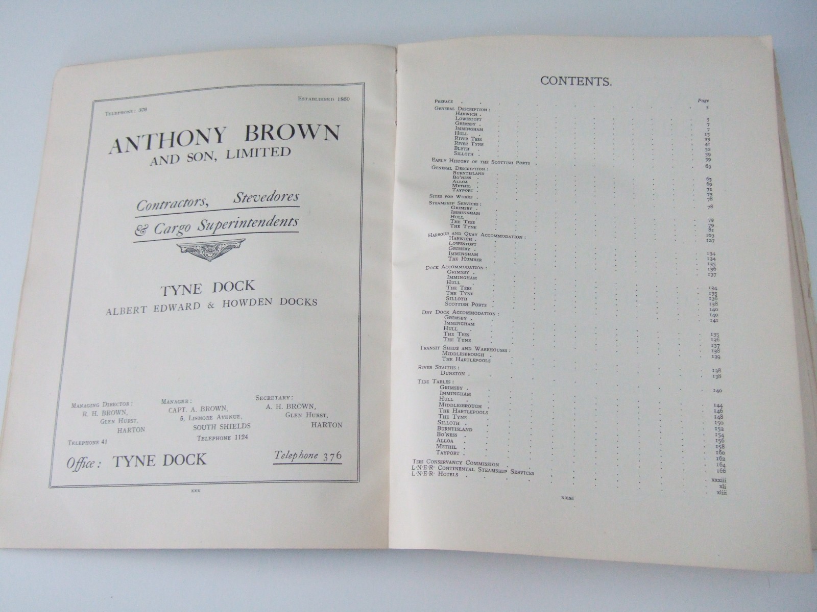 1932 Ports of the LNER Book. 9 Fold-Out Plans. Dock Information. Incomplete