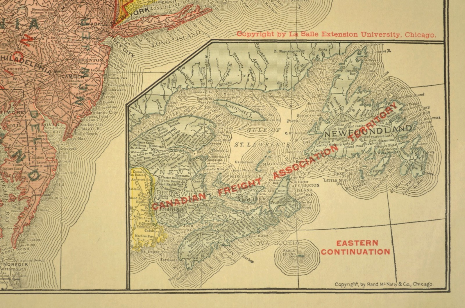 Northeast United States Map Railroad Freight Association Territories circa 1919