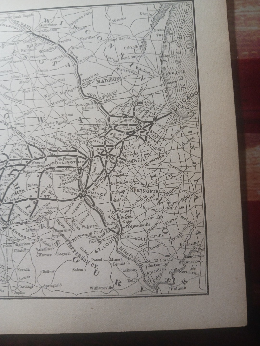 1892 Antique Railroad Map BURLINGTON ROUTE Chicago Burlington & Quincy All Lines