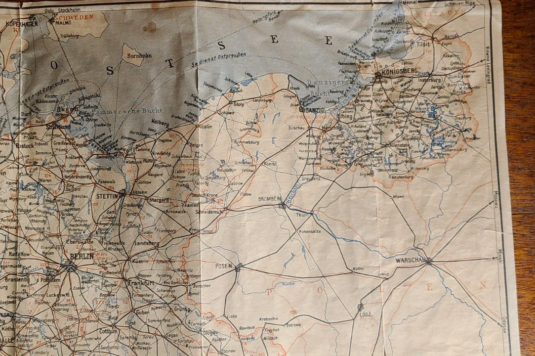 Map of German Railroad and Air Routes – interwar period 1928-38, 16 x 19″