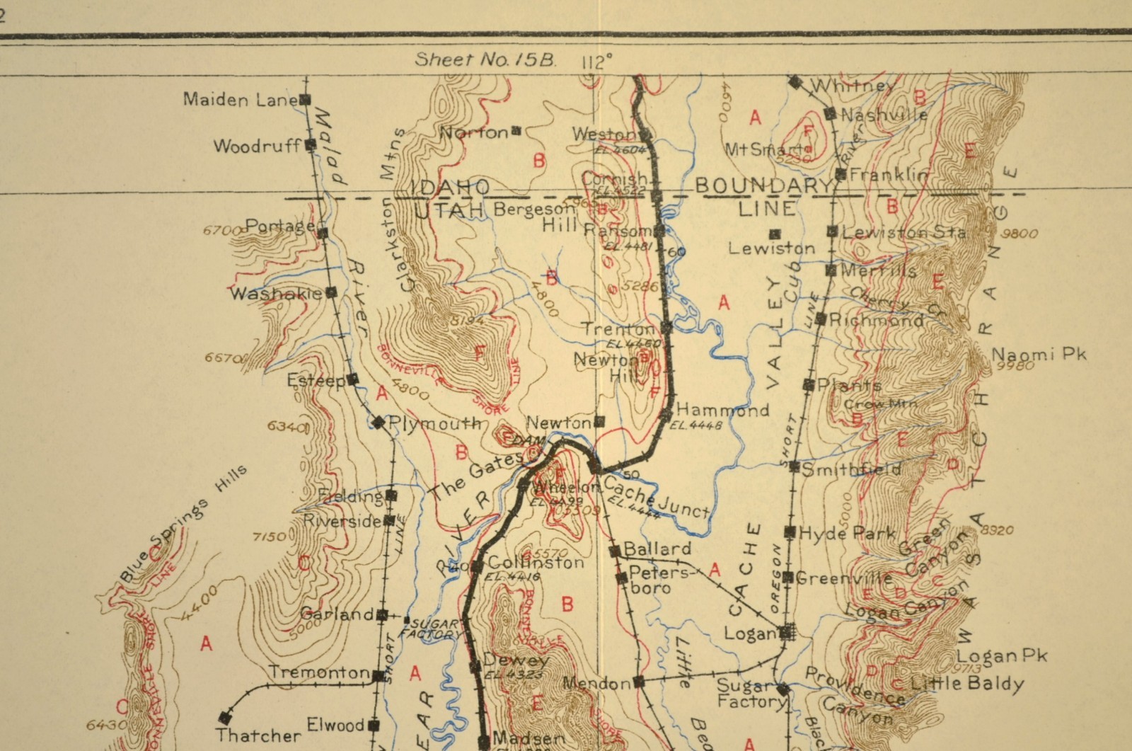 1915 Union Pacific Railroad Map Ogden Utah Brigham UT Smithfield Tremonton