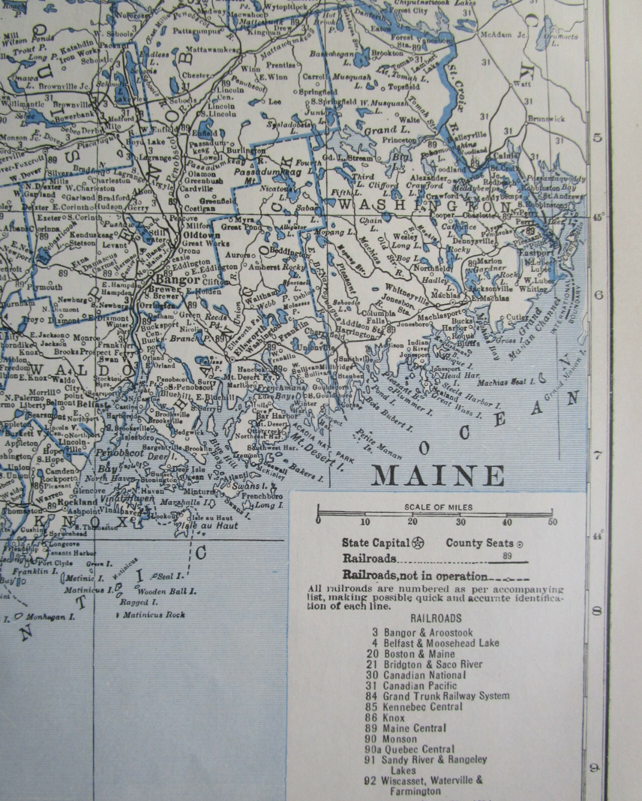 LA ME 1933 LOUISIANA RAILROAD Map GARYVILLE NORTHERN RR ~or~ MAINE. KNOX RR