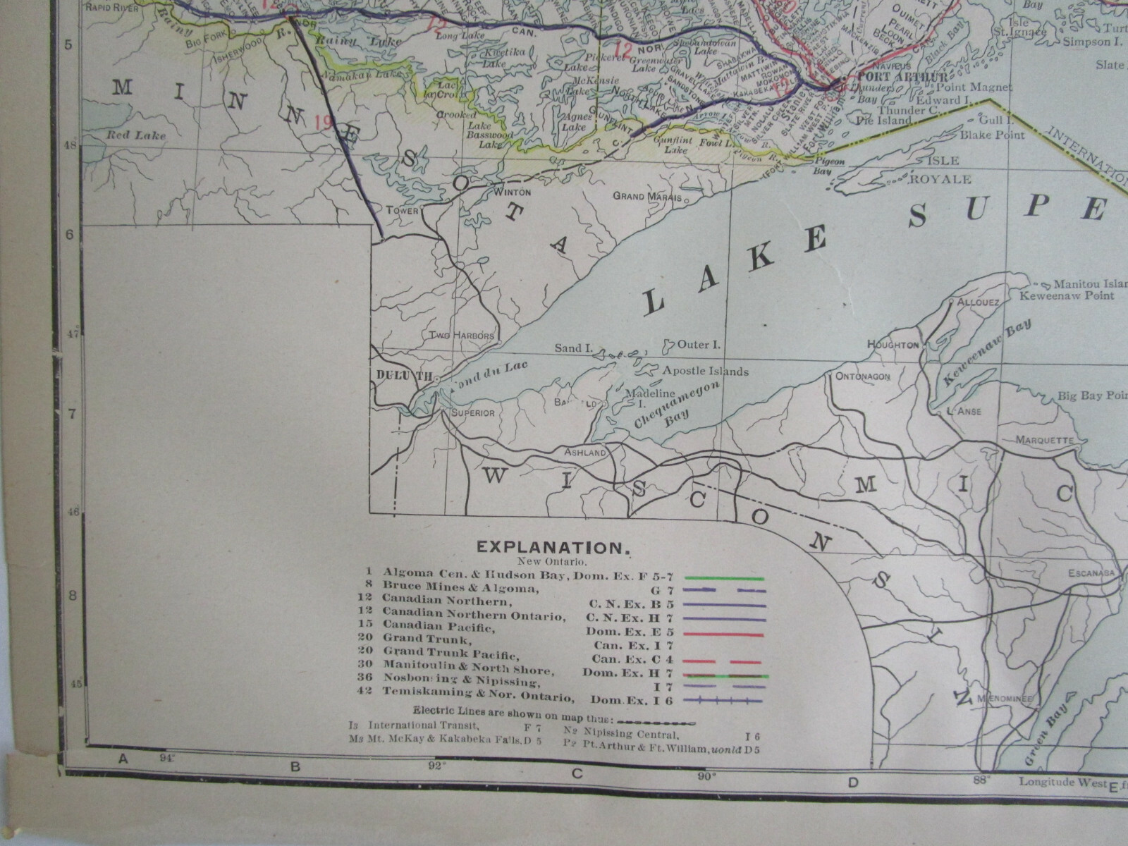 1910 UPPER ONTARIO STEAM, INTERURBAN ELECTRIC RAILROAD Map. CANADA 1900s