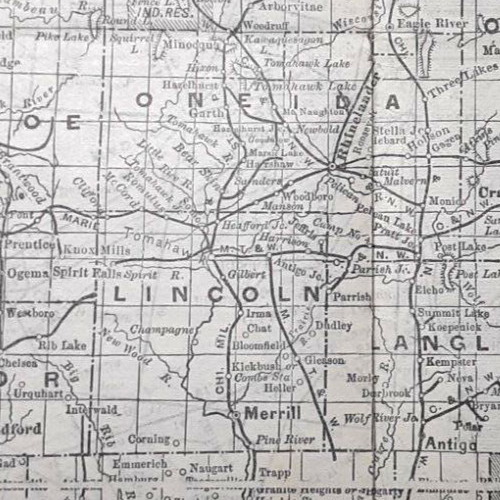 1903 Wisconsin RAILWAY MAP~Matthews-Northrup~RAILROAD~Milwaukee~GREEN BAY~Wausau