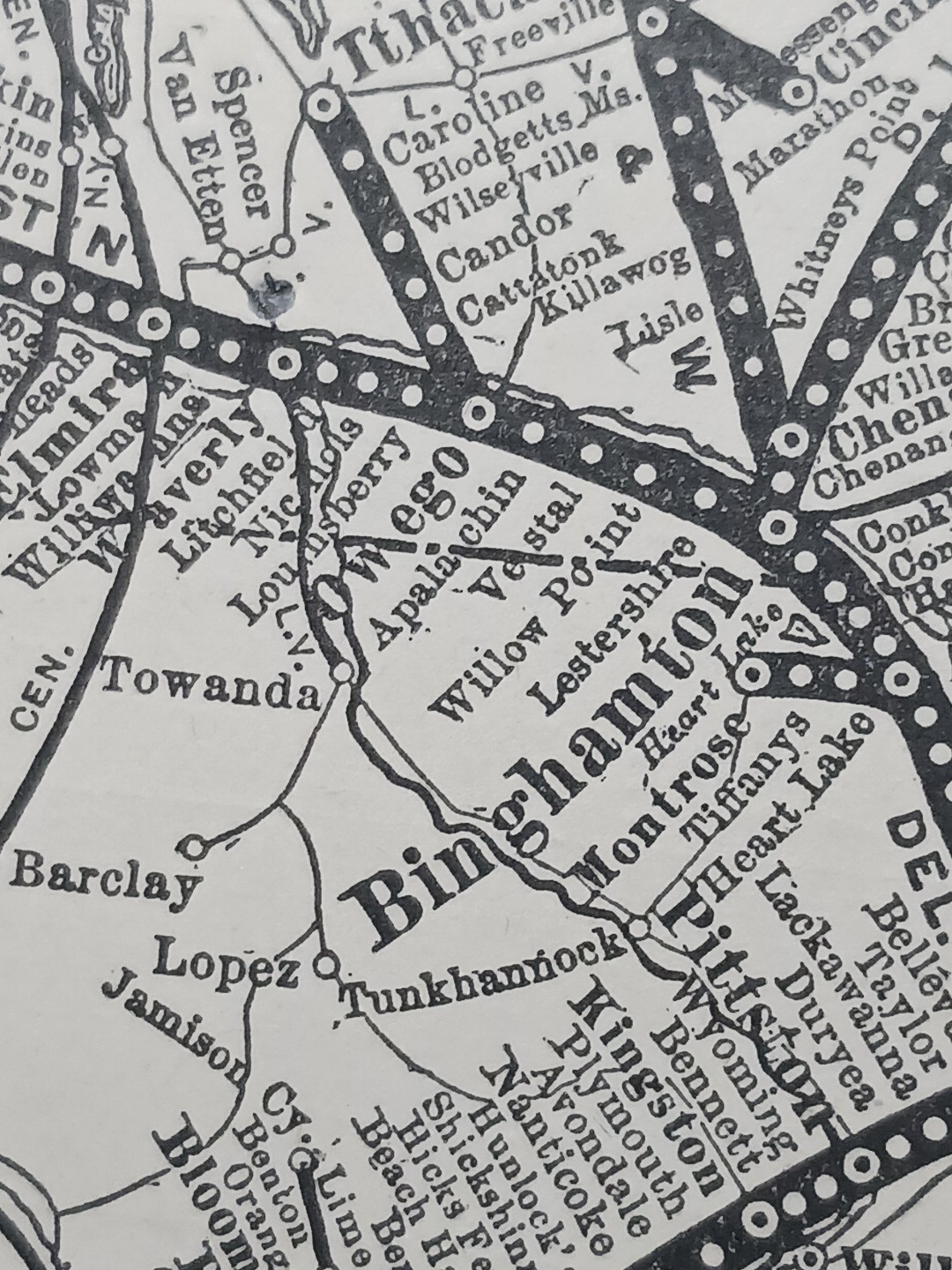 ~1904 Vintage Railway Map LACKAWANNA & WESTERN RAILROAD All Routes & Stations
