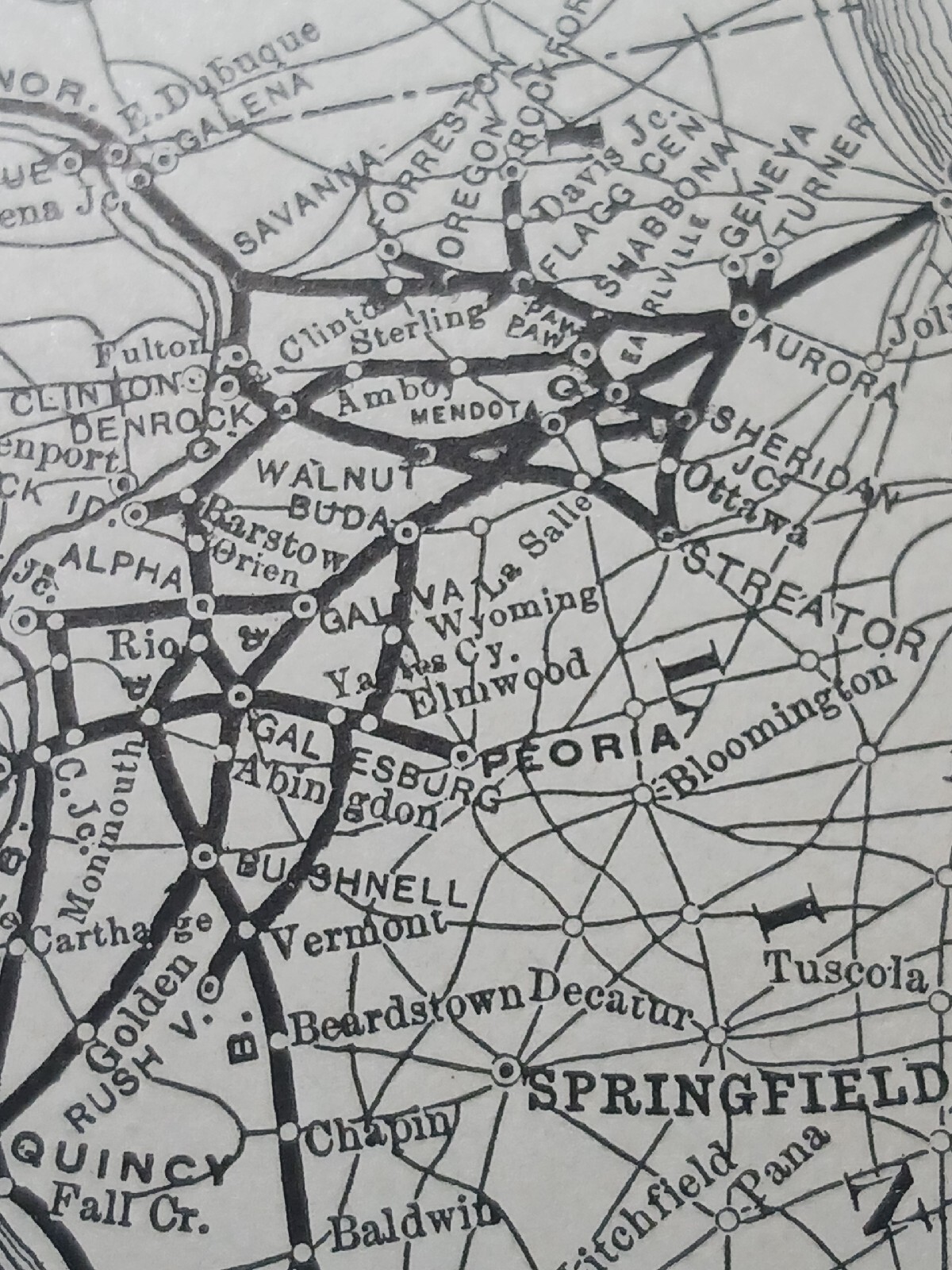 ☆1895 train map THE BURLINGTON ROUTE Chicago Burlington Quincy railroad station