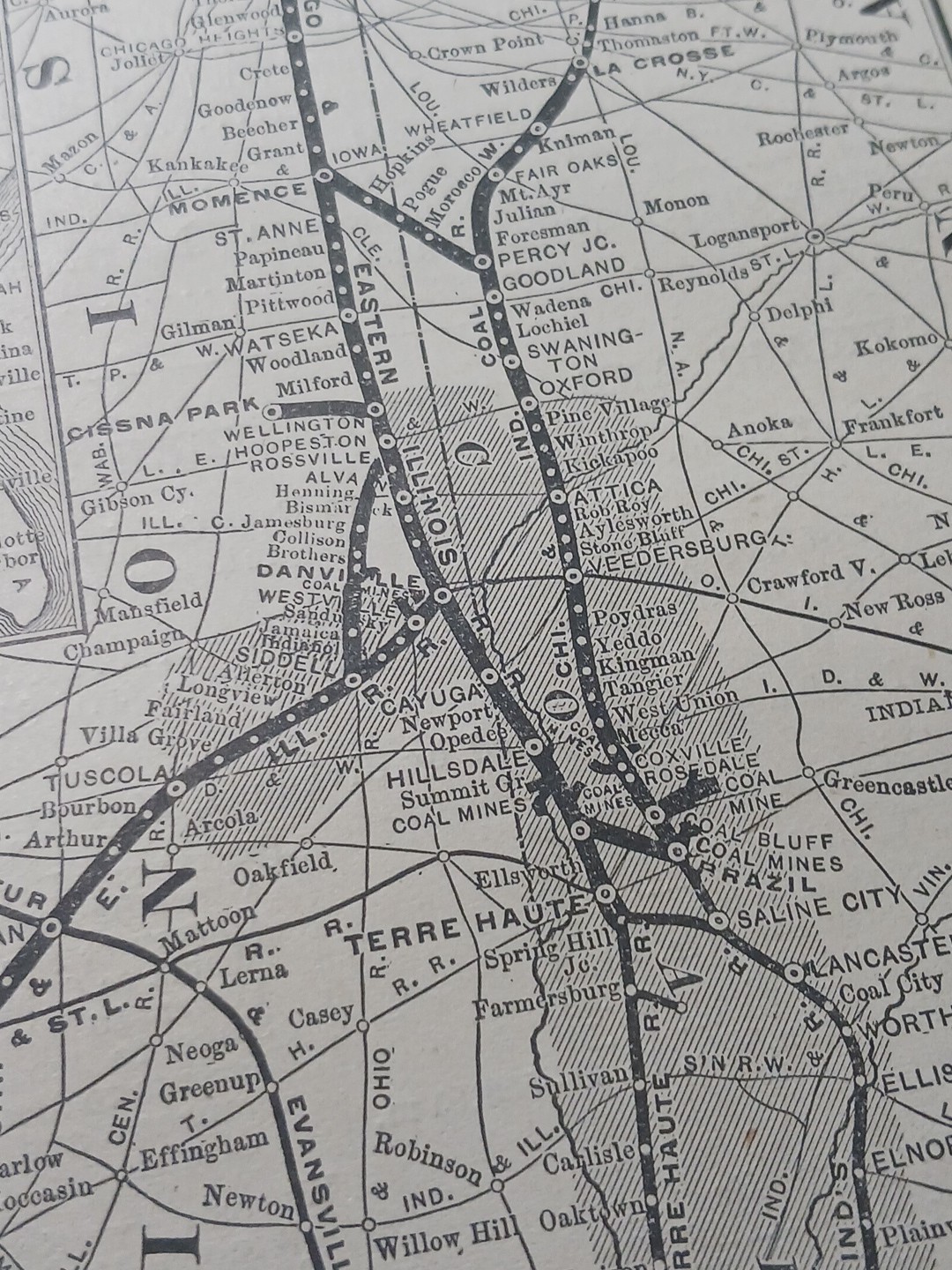 1897 Train Route Map + Report CHICAGO & EASTERN ILLINOIS RAILROAD Coal Fields