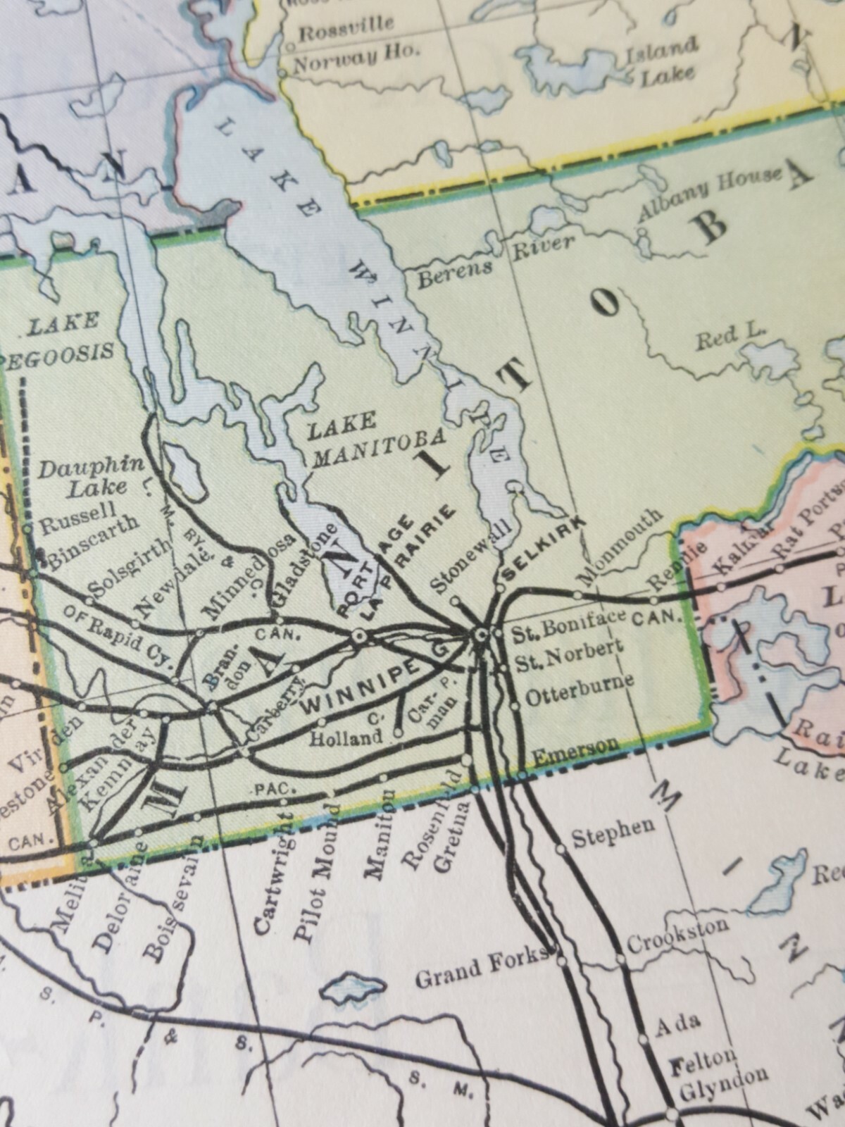 Original dated 1898 Map Western Section of Canada Railroad route station 11″x9″