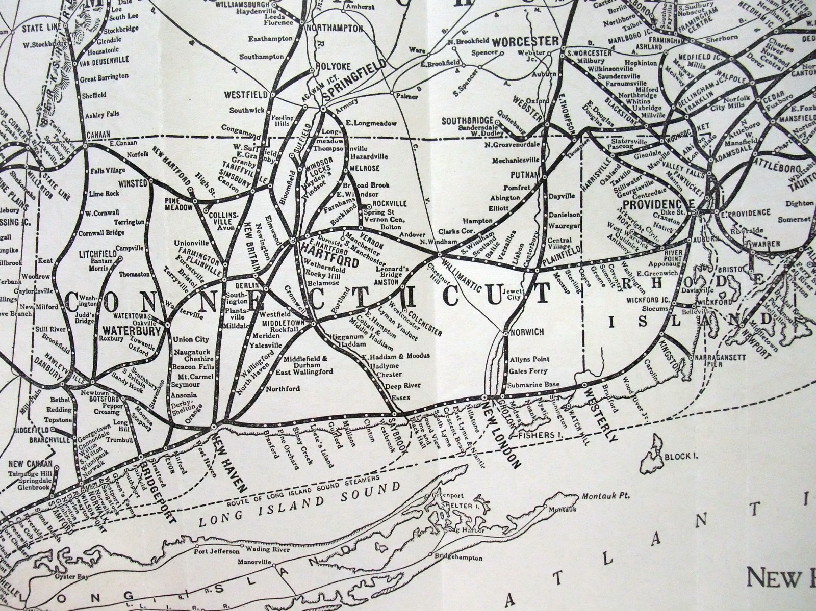 New York, New Haven & Hartford Railroad – Original 1933 System Map. Vintage
