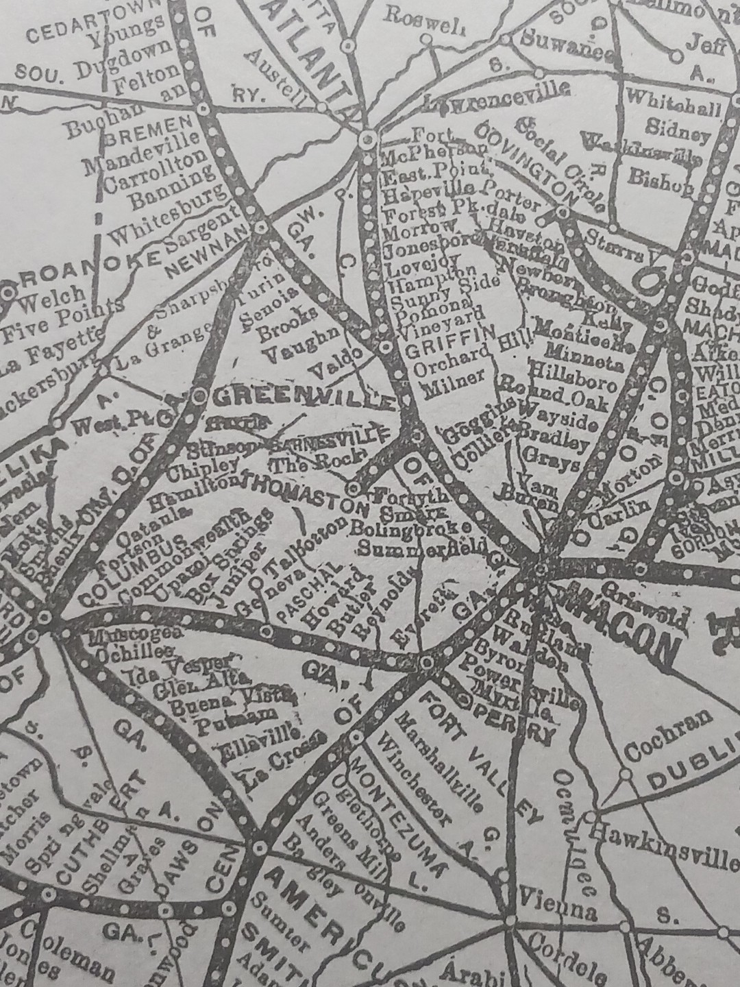 ~1906 Railroad Train Route Map CENTRAL OF GEORGIA RAILWAY all Lines Stations