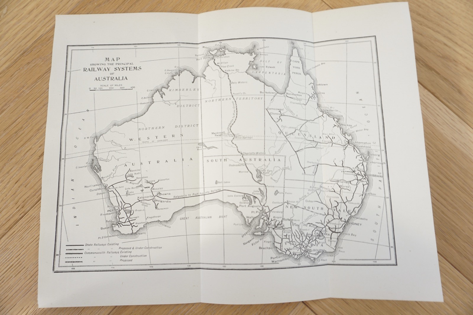 1922 Australia Railway Original Railway Map