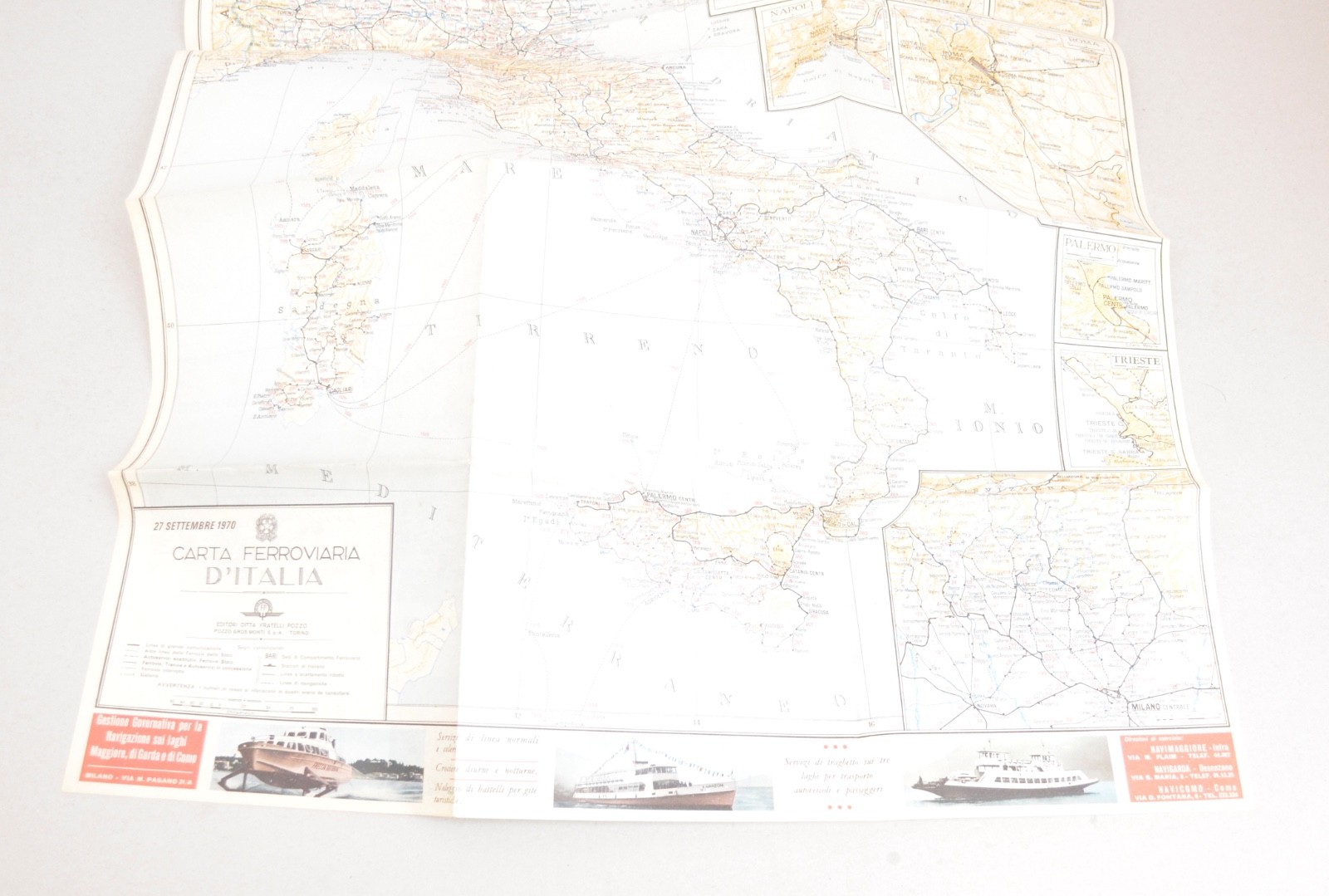 Railway Map Italy Carta Ferroviara D’Italia 27th September 1970