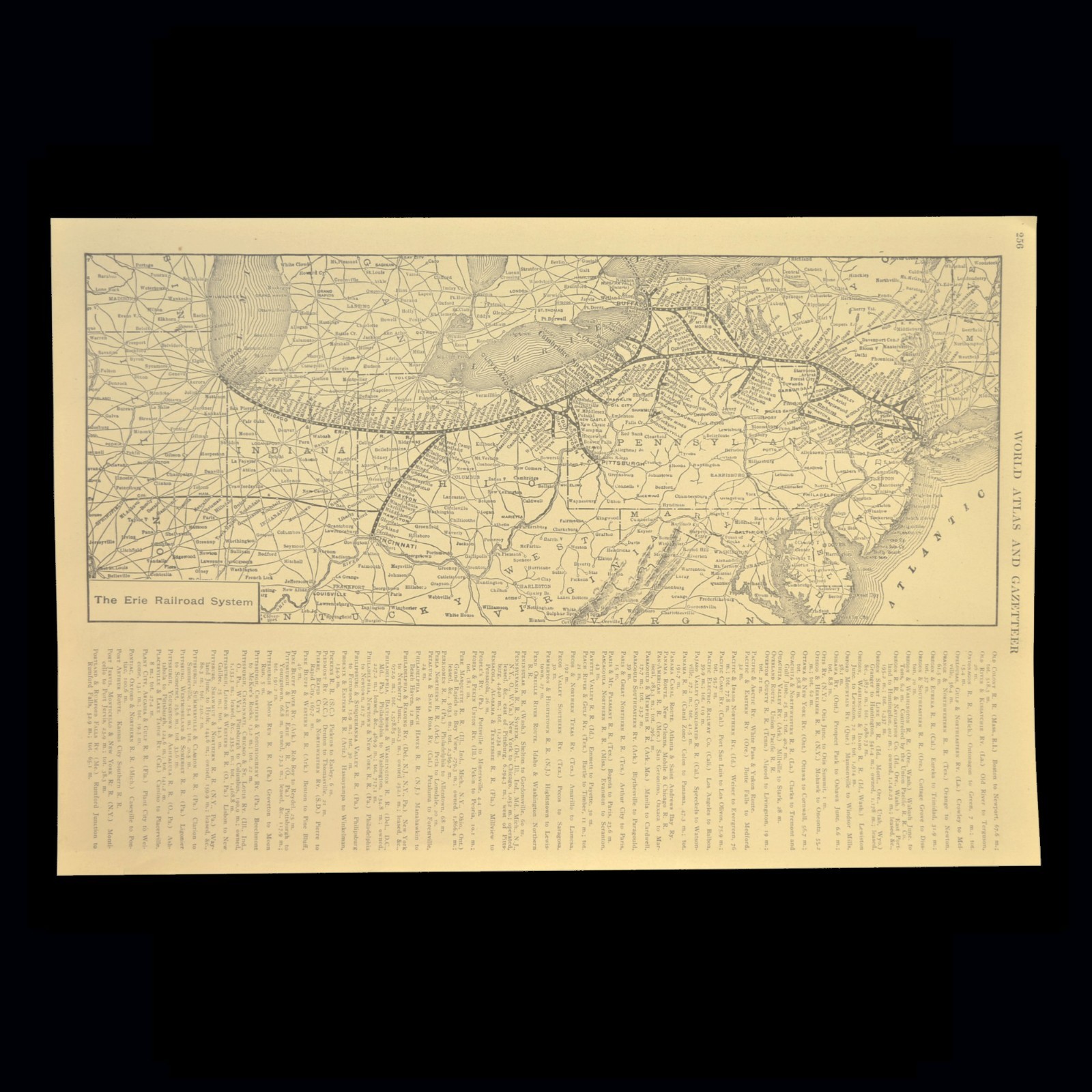 Vintage Map of the Erie Railroad Map Pennsylvania Old Original ca 1922
