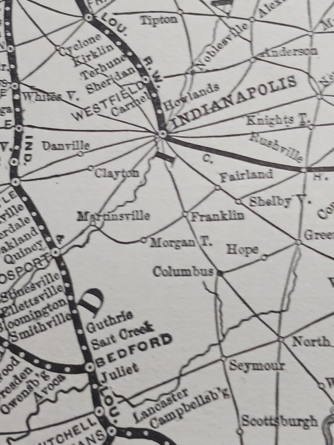 1902 Train Route Map CHICAGO INDIANAPOLIS & LOUISVILLE RAILWAY railroad Stations