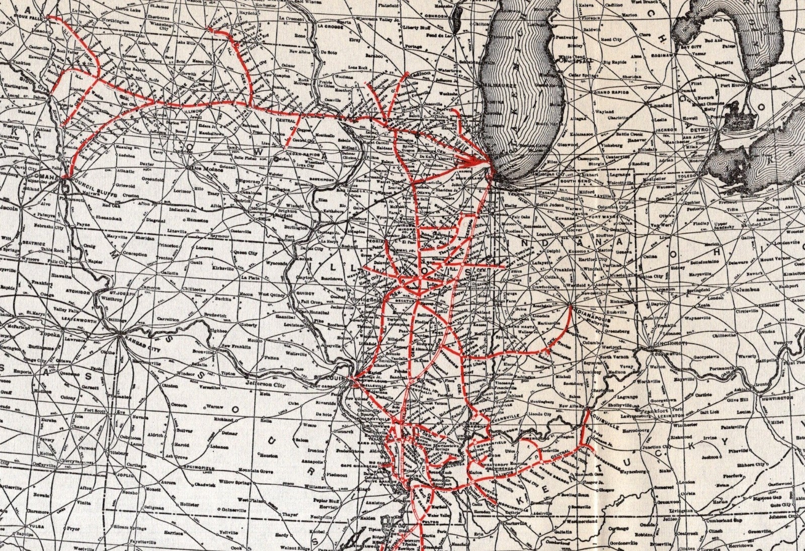 1920 Antique Illinois Central Railroad Map Yazoo Georgia Wadley Sylvania 2695