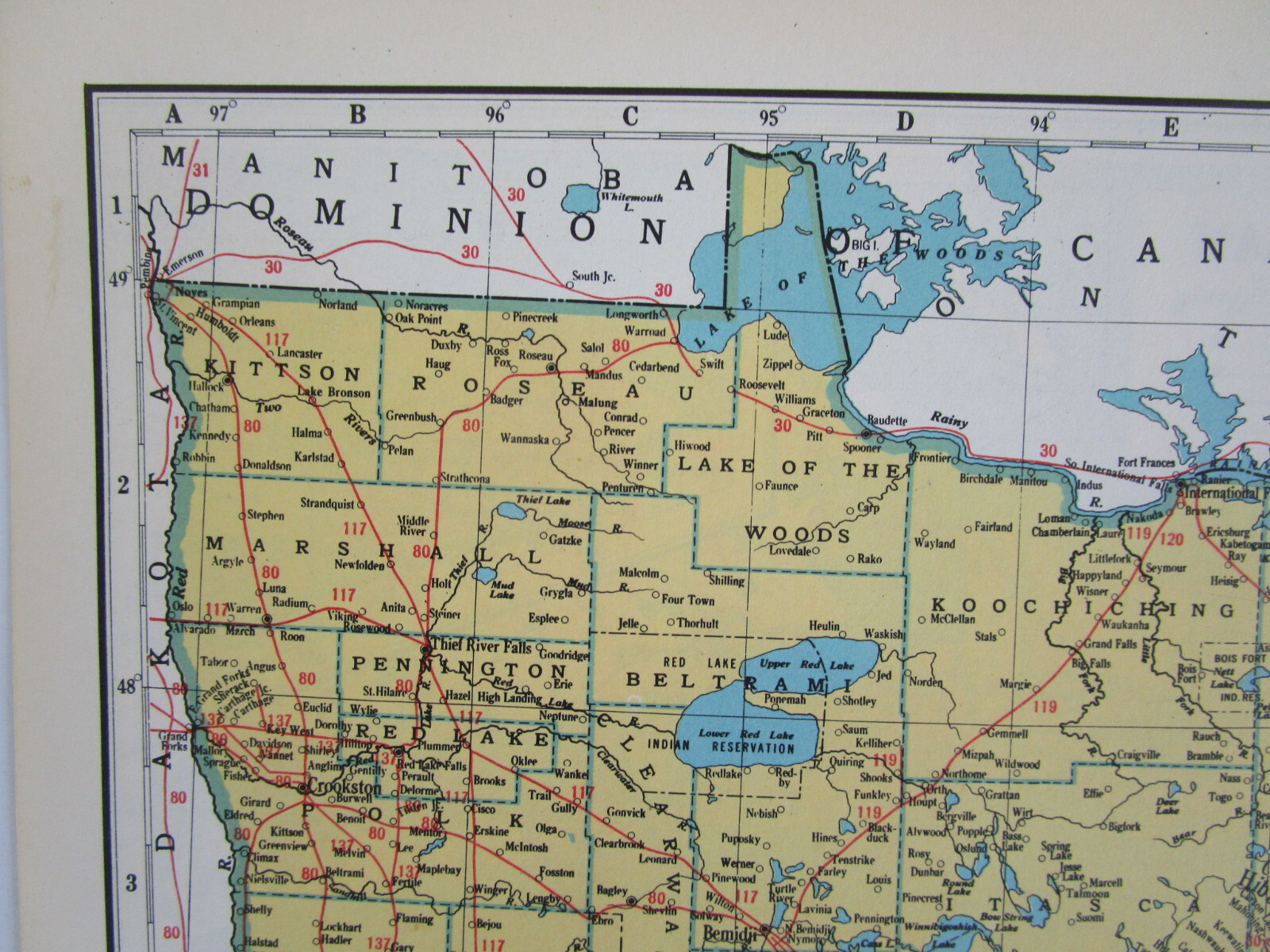 MN MI 1948 MINNESOTA RAILROAD Map. DULUTH & NORTHEASTERN RR ~or~ MICHIGAN