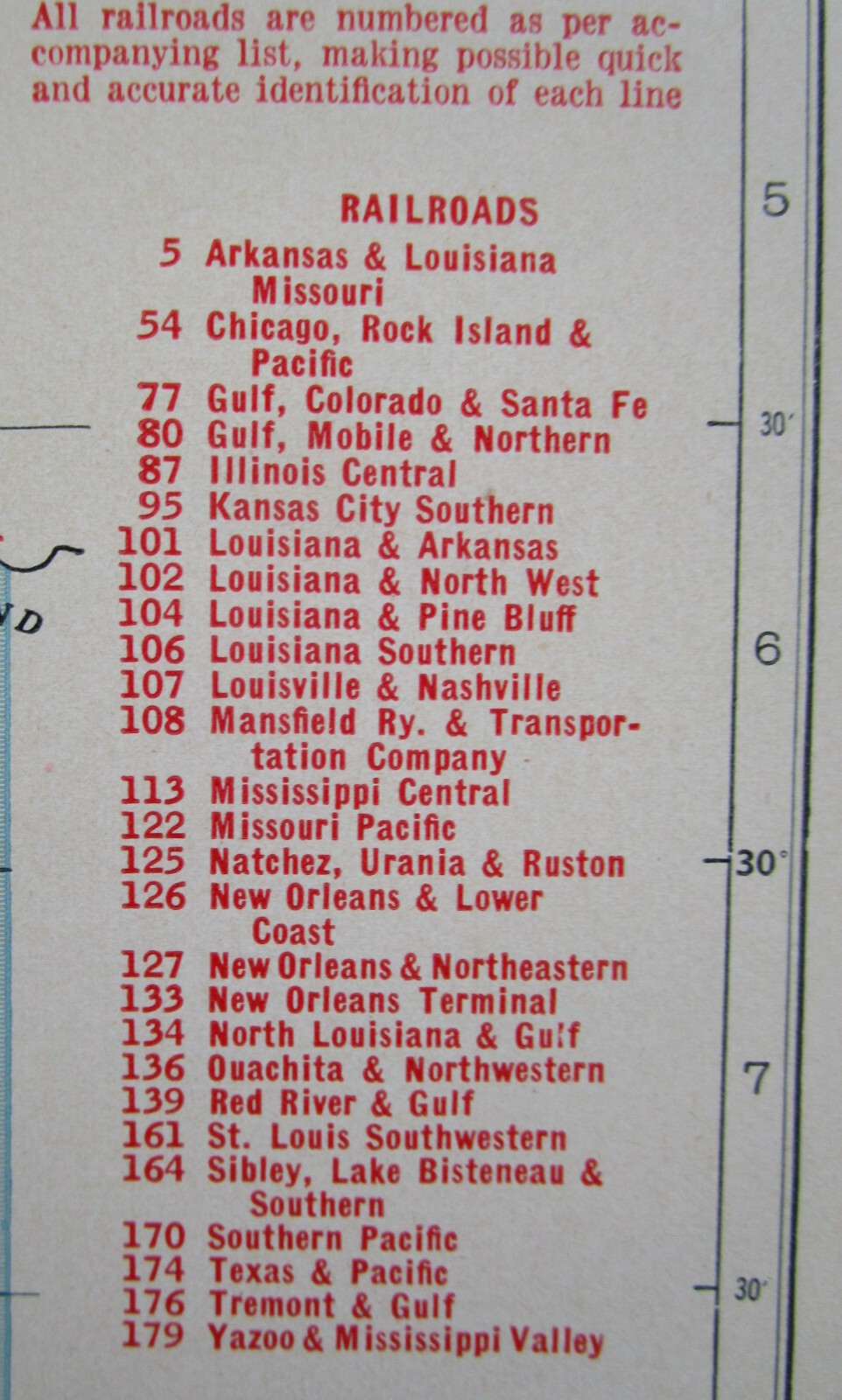LA ME 1942 LOUISIANA RAILROAD Map OUACHITA & N’WSTRN RR ~or~ MAINE. MONSON RR