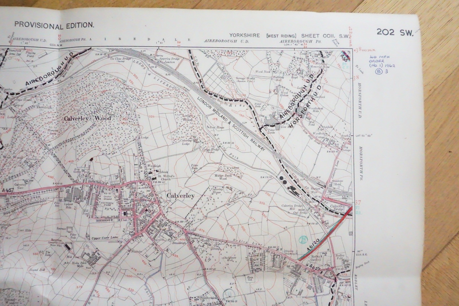 1938 Eccleshill Calverley Farsley Yorkshire LNER Railway OS Linen Map Ref 89**