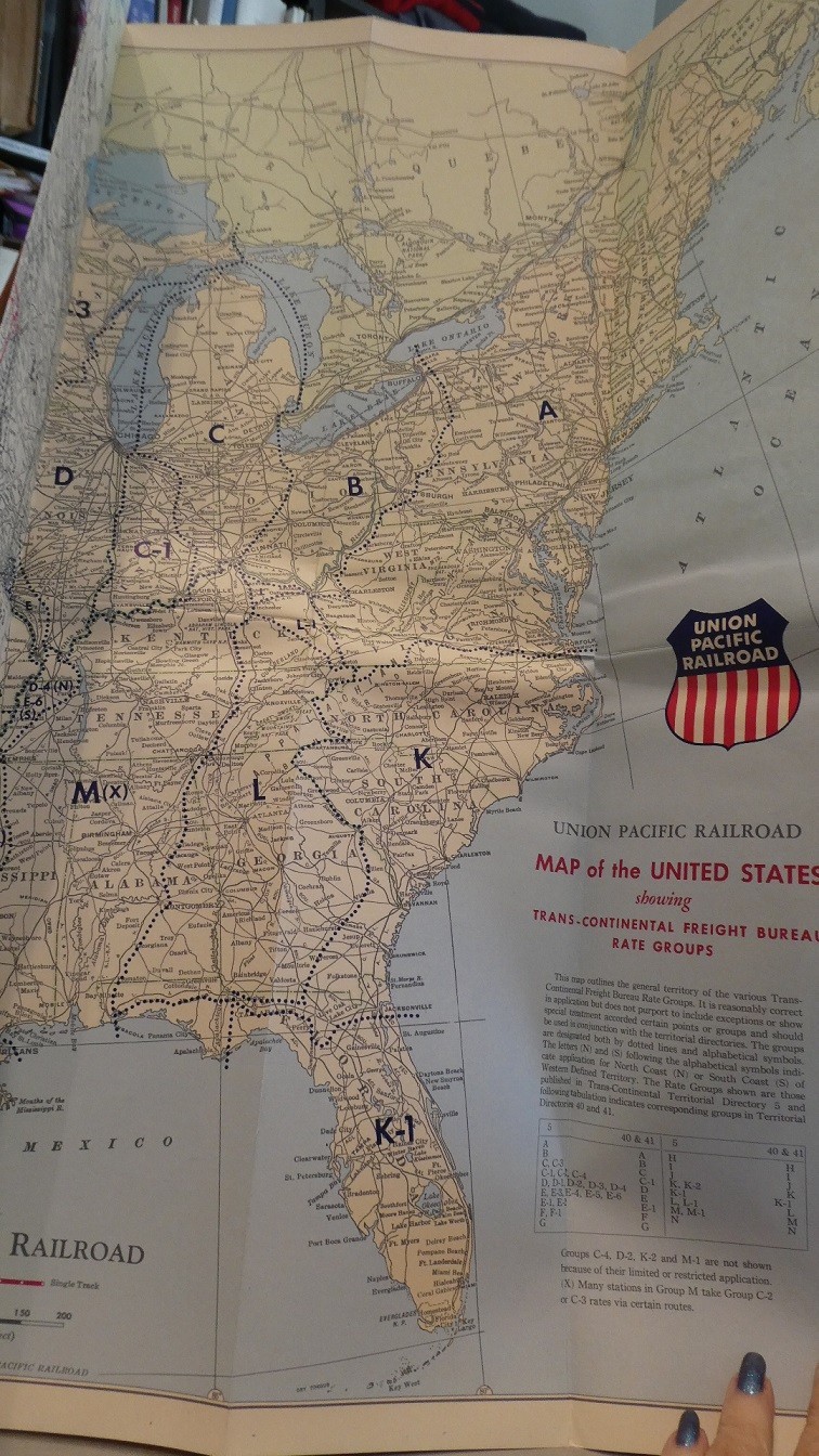 Railroad Map Union Pacific Railroad Map Transcontinental Freight Rates 1952