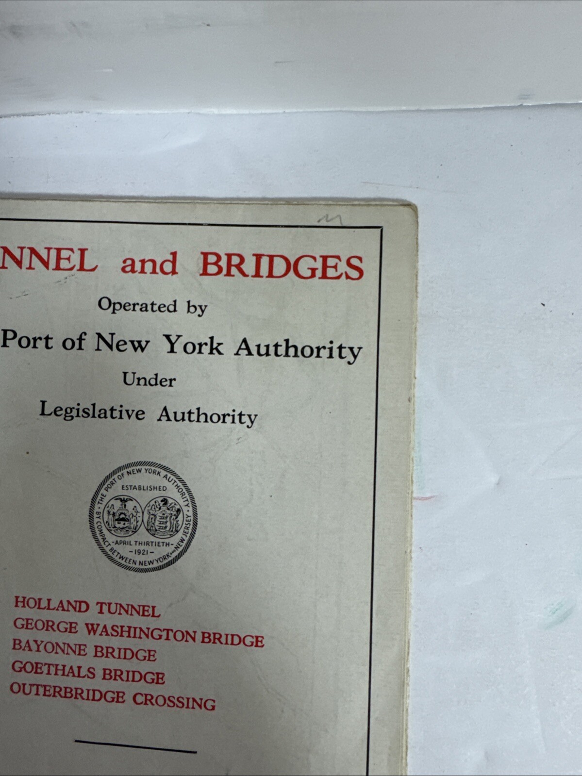 RARE 1938 New York City Map NYC Road Highway Bridge Tunnel PORT AUTHORITY