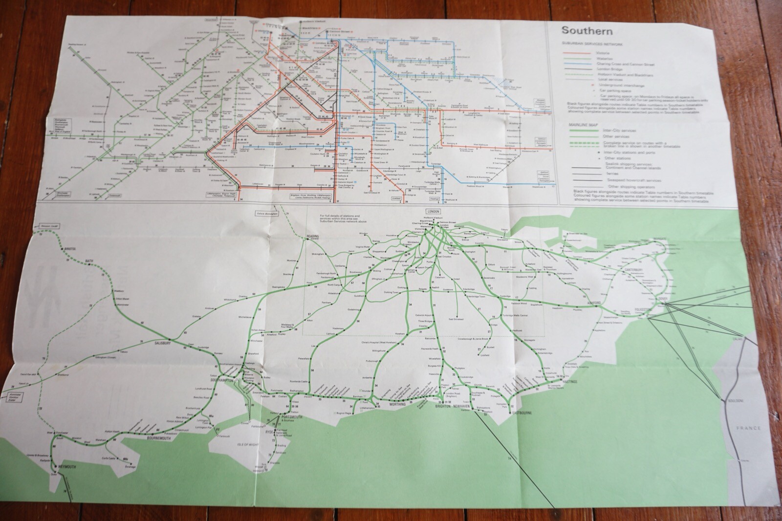 Jan 1971 British Rail Passenger Network Railway Map Southern Region VGC