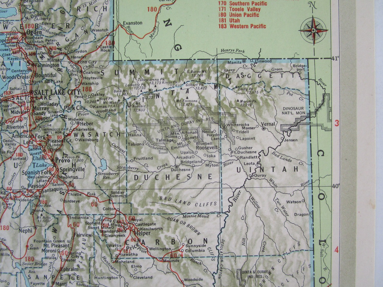 TX UT Vtg 1951 TEXAS RAILROAD Map. QUANAH ACME & PACIFIC RR ~or~ UTAH 1950s