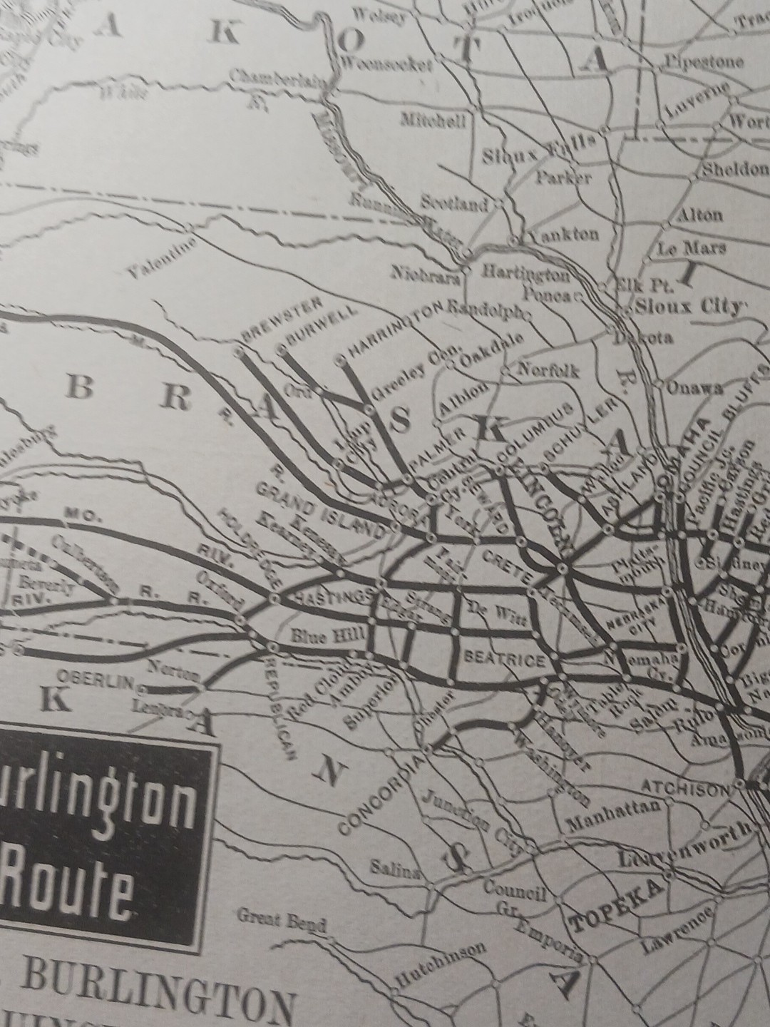 1892 Antique Railroad Map BURLINGTON ROUTE Chicago Burlington & Quincy All Lines
