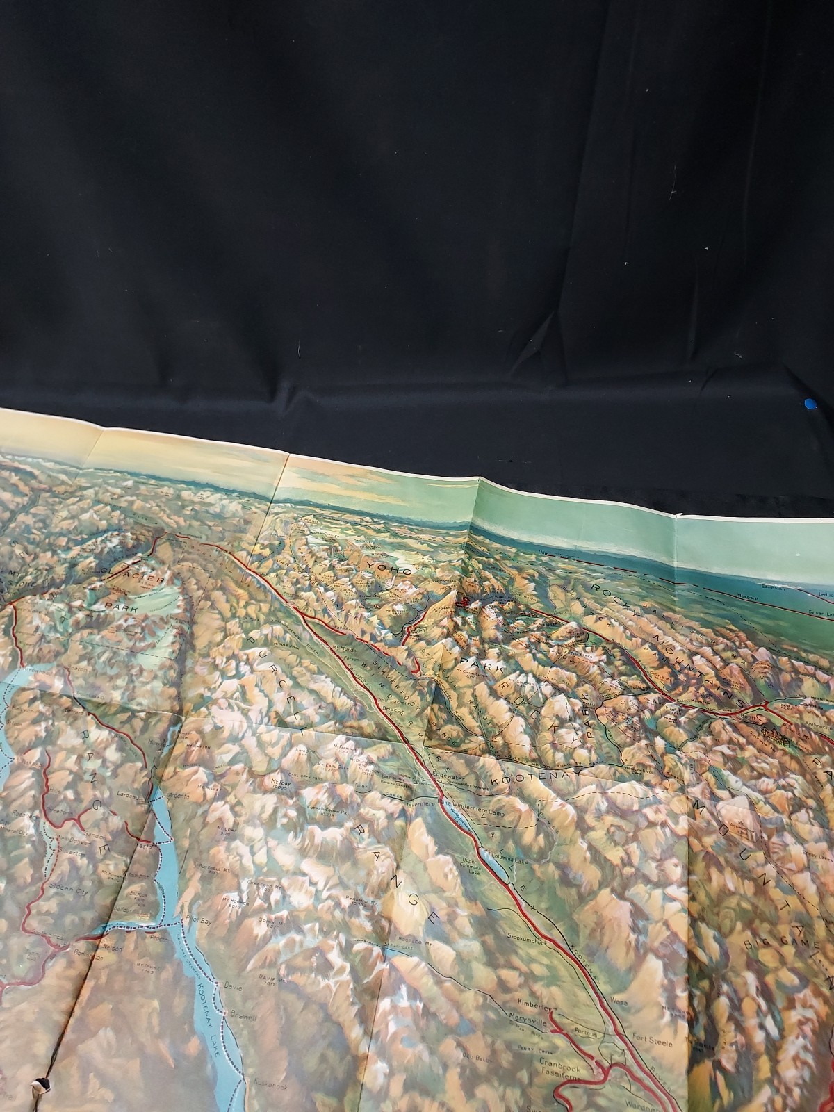 1923 Canadian Rockies Pacific Railway & Steamship Connection Map CPRY 46×17