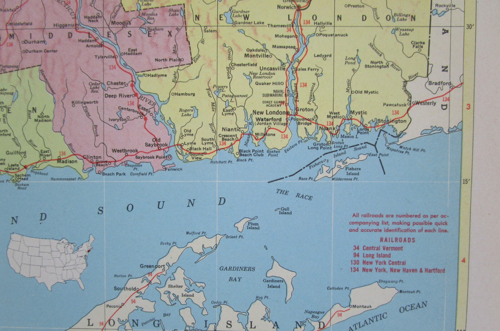 CO CT 1955 COLORADO RAILROAD Map SAN LUIS VALLEY SOUTHERN RR ~or~ CONNECTICUT