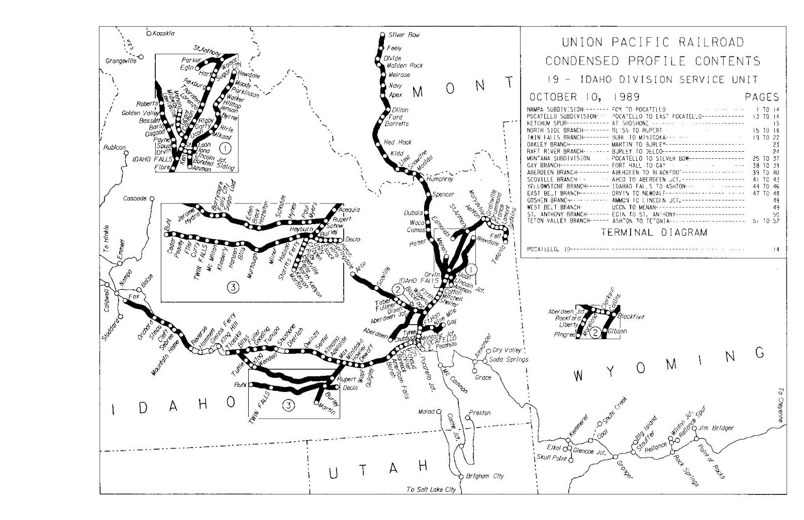 Union Pacific 1989 Idaho Division – 19 Condensed Profile PDF Pages on DVD