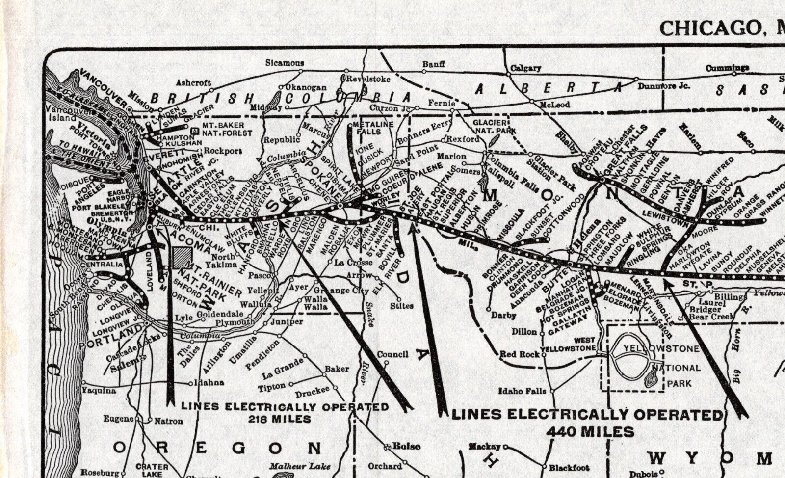 1936 Antique Chicago Milwaukee St Paul and Pacific Railroad Map Railway Map 2350