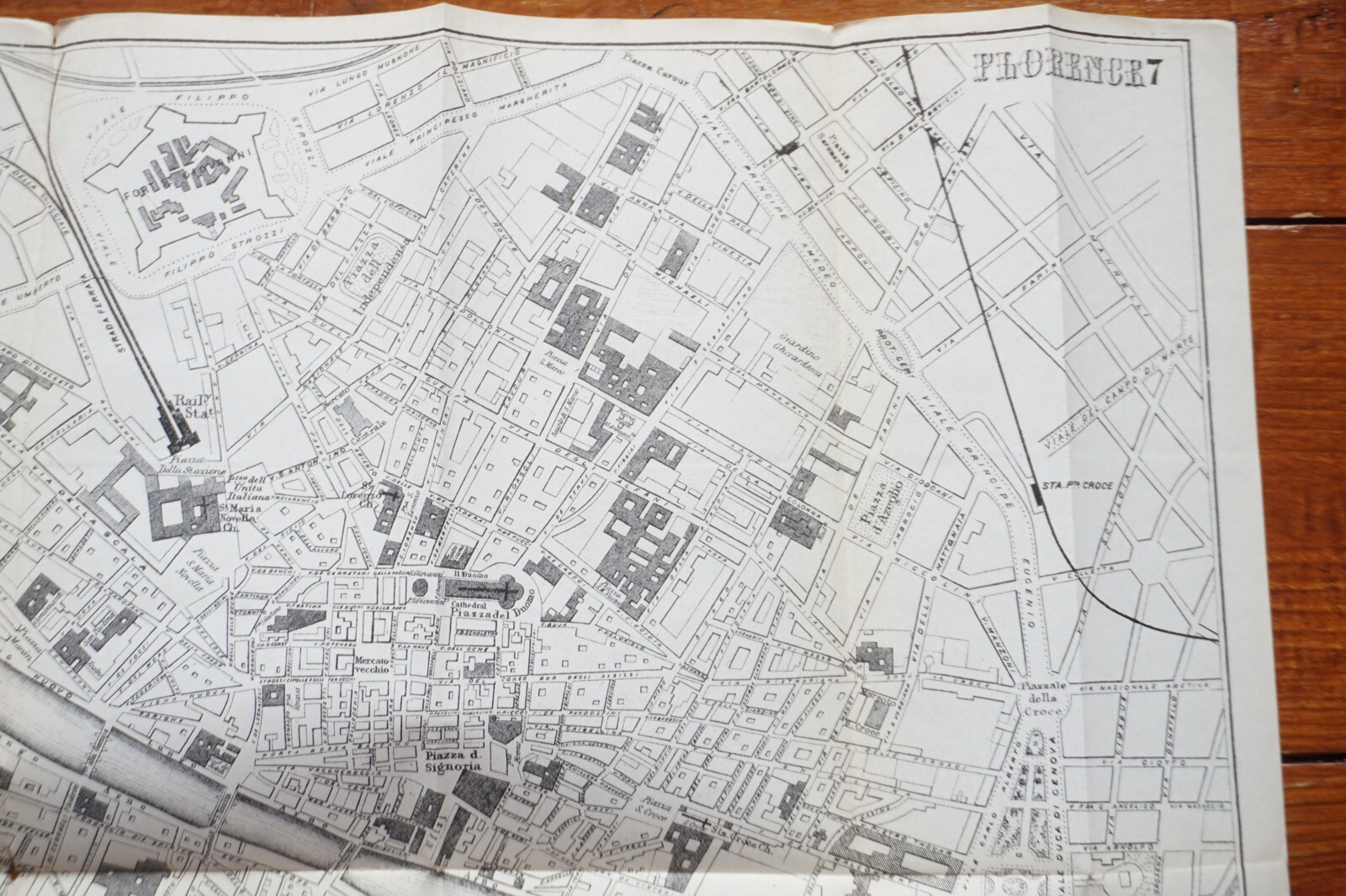 1899 Bradshaws Map of Florence Italy Original Railway Map